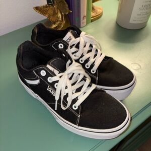 Vans Women’s Black and White Canvas Lace-Up Sneakers